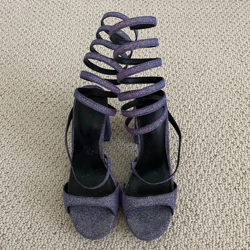 Dollskill Horoscopez Glitter Spiral Purple Wrap Heels